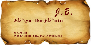 Jéger Benjámin névjegykártya